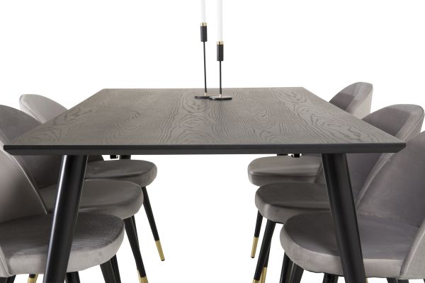 Imagine Masa de dining Dipp - 180*90cm - Furnir negru / picioare negre cu cupru dipp + Velvet Ma