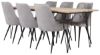 Imagine Masa Bali - 200 * 90cm - Tec / Negru - Scaun de dining Velvet Deluxe - Picioare negre / Catifea gri deschis 6