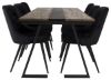 Imagine Masa de Dining Jakarta - Negru / Teak închis - 200*90*H75 - Scaun de dining Velvet Deluxe - Picioare negre / Catifea neagră 6