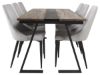 Imagine Masa de dining Jakarta - Teak negru / închis - 200*90*H75 + Scaun de dining Leone - Picioare negre / Catifea gri deschis _6