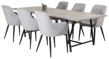 Imagine Vă rugăm să traduceți complet Jepara Matbord - Grå - 250 * 100 * H76 + Comfort Dining Chair - Picioare negre / Catifea gri deschis _6