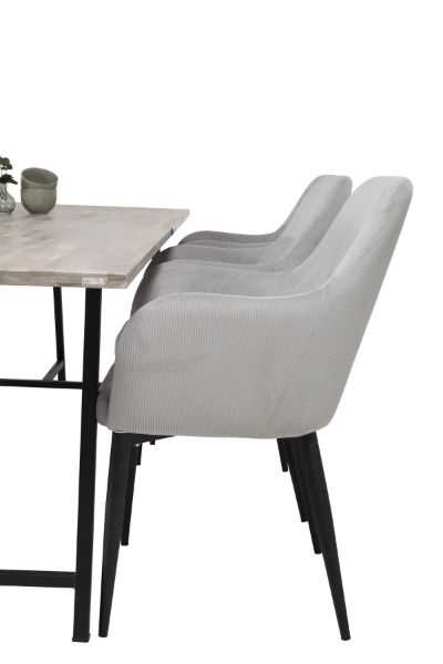 Imagine Vă rugăm să traduceți complet Jepara Matbord - Grå - 250 * 100 * H76 + Comfort Dining Chair - Picioare negre / Catifea gri deschis _6