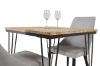 Imagine Masa de dining Bali - 80*80cm - Teak / Negru + Scaun dining Leone - Picioare negre / Stofa cordon gri deschis