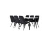 Imagine Masa de dining Polar - Negru / Alb - 180*90*H75 + Scaun de dining Velvet Deluxe - Picioare negre