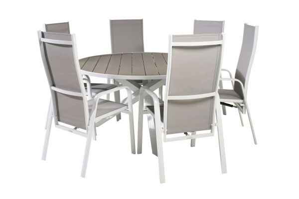 Imagine Masa de dining Parma ø140 - Alu alb / Aintwood gri + Scaun recliner Copacabana (s