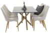 Imagine Piazza Matbord - Ek-look / svart - 180*90*75 +Leone - Scaun de dining - Bourbon/Gri deschis _6