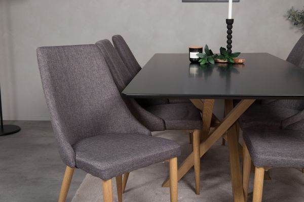 Imagine Vă rugăm să traduceți complet Piazza Matbord - Ek-look / svart - 180*90*75 +Leone - Dining Chair - Oak/Dark Grey _6