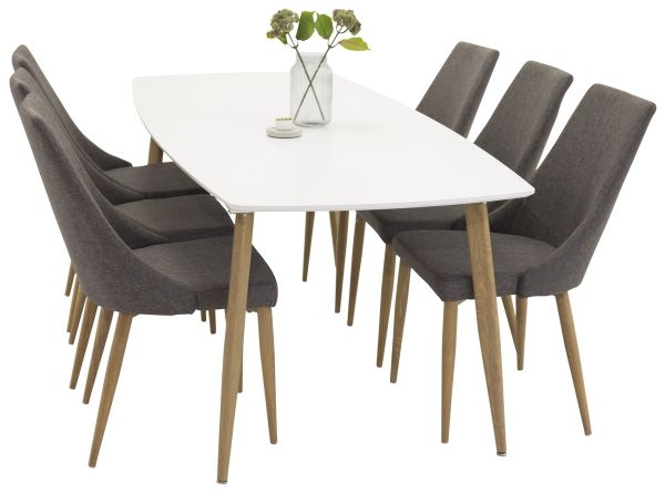 Imagine Polar table Elipse - 240cm White /Oak +Leone - Dining Chair - Oak/Dark Grey _6