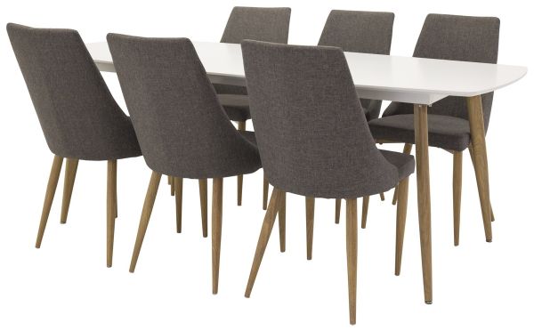 Imagine Polar table Elipse - 240cm White /Oak +Leone - Dining Chair - Oak/Dark Grey _6