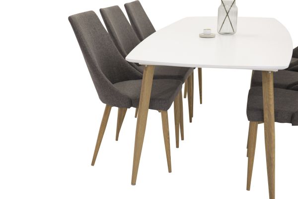 Imagine Polar table Elipse - 240cm White /Oak +Leone - Dining Chair - Oak/Dark Grey _6