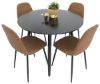 Imagine Plaza - Masă de dining - 100 ø - Negru/Negru + Scaun de dining Polar - Maro/Negru _4