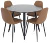 Imagine Plaza - Masă de dining - 100 ø - Negru/Negru + Scaun de dining Polar - Maro/Negru _4