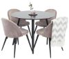 Imagine Plaza - Masă de dining - 100 ø - Negru/Negru + Scaun de dining Velvet - Roz/Negru _4