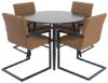 Imagine Plaza - Dining table - 100 ø - Black/Black +Art Dining chair w. armrest. Brown / Black _4