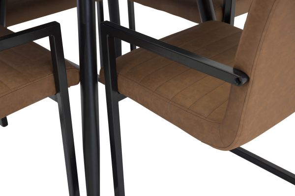 Imagine Plaza - Dining table - 100 ø - Black/Black +Art Dining chair w. armrest. Brown / Black _4