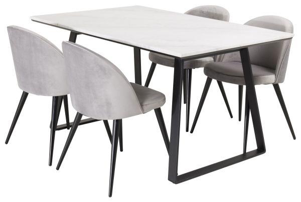 Imagine Estelle Dining Table 140*90 - White Marble / Black LegsVelvet Matstol - Svart /