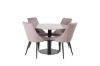 Imagine Masa de dining Razzia 106cm - Gri Terazzo / Negru + Scaun de dining Leone - Picioare Negre / Roz Cordon -4