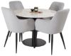 Imagine Vă rugăm să traduceți complet Estelle Dining Table rotund 106cm marmură albă / picioare negre + Scaun de dining Comfort - Picioare negre / Catifea gri deschis _4