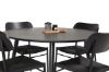 Imagine Masa de dining Dipp - 115cm - Furnir negru / picioare negre cu elemente de alama dipp + Scaun de dining Polly - Negru / Negru _4