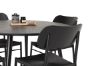 Imagine Masa de dining Dipp - 115cm - Furnir negru / picioare negre cu elemente de alama dipp + Scaun de dining Polly - Negru / Negru _4