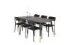 Imagine Vă rugăm să traduceți complet Tabelul de dining Dipp - 180*90cm - Furnir negru / picioare negre cu bronz dipp + Scaunul de dining Polly - Negru / Negru _6