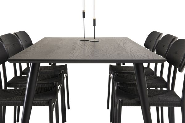 Imagine Vă rugăm să traduceți complet Tabelul de dining Dipp - 180*90cm - Furnir negru / picioare negre cu bronz dipp + Scaunul de dining Polly - Negru / Negru _6