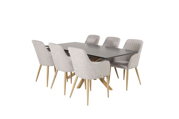 Imagine Piazza Matbord - Ek-look / svart - 180*90*75 +Comfort - Dining chair - Oak/Light grey _6