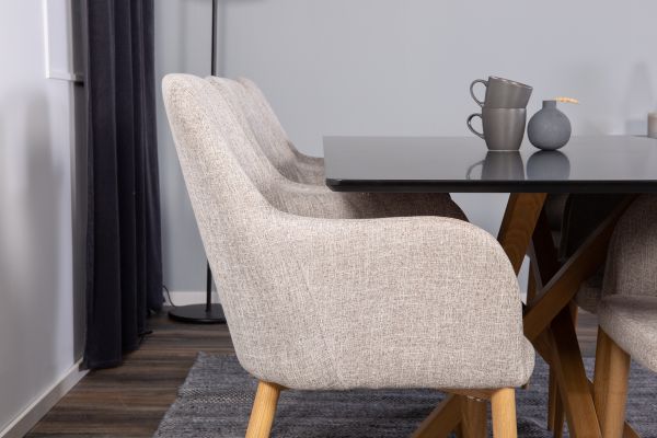 Imagine Piazza Matbord - Ek-look / svart - 180*90*75 +Comfort - Dining chair - Oak/Light grey _6