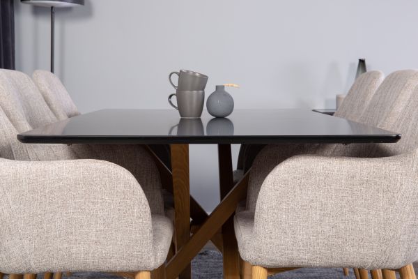 Imagine Piazza Matbord - Ek-look / svart - 180*90*75 +Comfort - Dining chair - Oak/Light grey _6