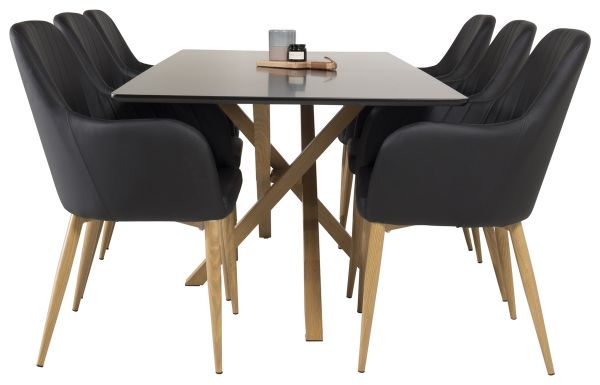 Imagine Masa de dining Piazza - Ek-look / negru - 180*90*75 + Scaun Comfort - Ek-Look / Negru PU _6