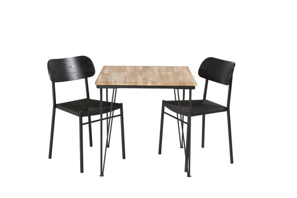 Imagine Masa de dining Bali - 80*80cm - Teak / Negru + Scaun de dining Polly - Negru / Negru _2