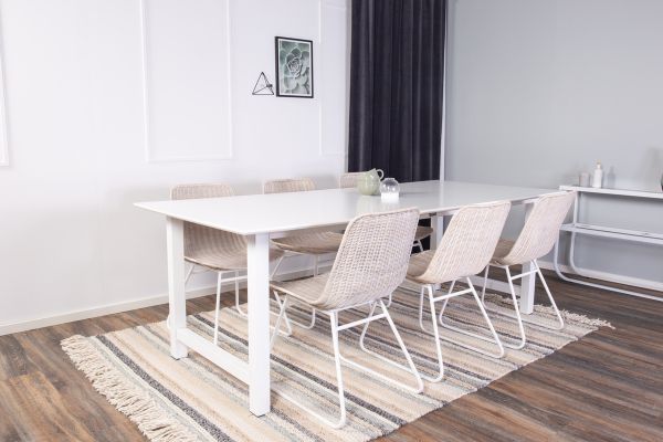 Imagine Count Matbord - Vit - 220*100*H75Cirebon Dining Chair - White / White wash natur