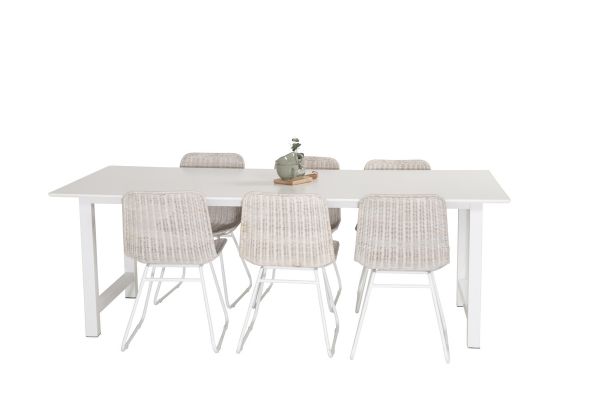 Imagine Count Matbord - Vit - 220*100*H75Cirebon Dining Chair - White / White wash natur