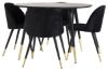 Imagine Dipp Dining Table - 115cm - Black Veneer / black legs w brass dipp - Velvet Dining Chair Brass - Black / Black 4