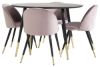 Imagine Masa de dining Dipp - 115cm - Furnir negru / picioare negre cu dipp din alamă - Scaun Velvet Brass - Roz / Negru 4