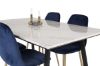 Imagine Estelle Dining Table 140*90 - White Marble / Black Legs - Polar Chair - Blue Velvet / Matt brass leg 4