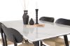 Imagine Tabel de dining Estelle 140*90 - marmură albă / picioare negre + Scaun de dining Polly - Negru / Natural _4