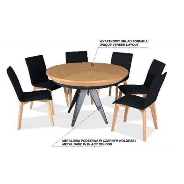 Masa dining extensibila 120/220 cm stejar/negru Oliver