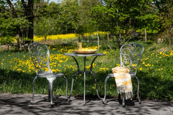 Imagine Nandin Cafetset Aluminium - Silver / 2 chairs + table round ø60**