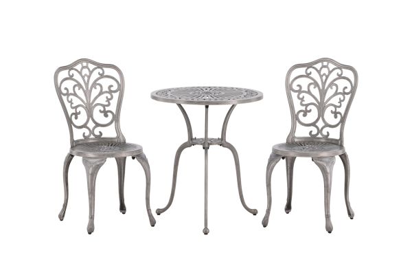 Imagine Nandin Cafetset Aluminium - Silver / 2 chairs + table round ø60**