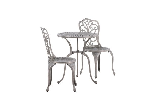 Imagine Nandin Cafetset Aluminium - Silver / 2 chairs + table round ø60**