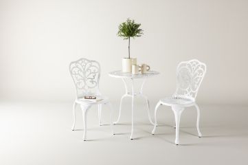 Imagine Nandin Cafetset Aluminium - white / 2 chairs +  table ø60