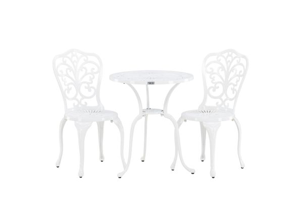 Imagine Nandin Cafetset Aluminium - white / 2 chairs +  table ø60