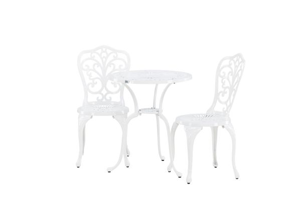 Imagine Nandin Cafetset Aluminium - white / 2 chairs +  table ø60