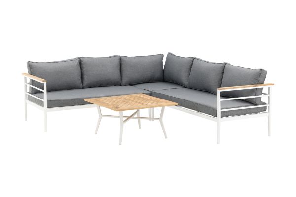 Imagine Mexico Corner Sofa - White Alu / Teak