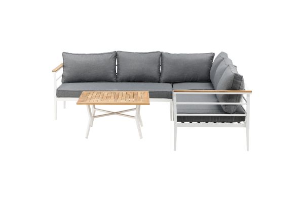 Imagine Mexico Corner Sofa - White Alu / Teak