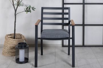 Imagine Brasilia Karmstol (stapelbar) - Svart Alu / Teak