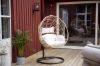 Imagine Viga - Hanging Chair Round - Black Frame / Natur Wicker / Offwhite Cushion