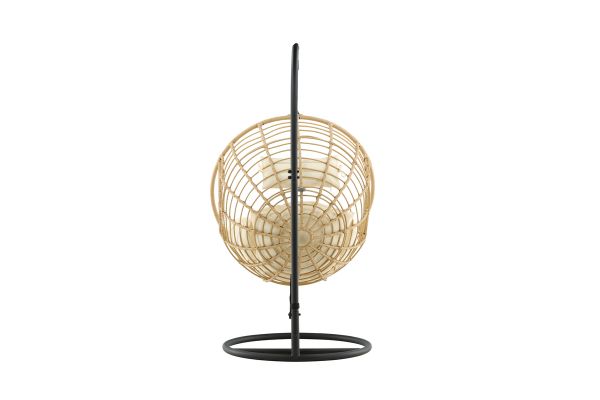 Imagine Viga - Hanging Chair Round - Black Frame / Natur Wicker / Offwhite Cushion