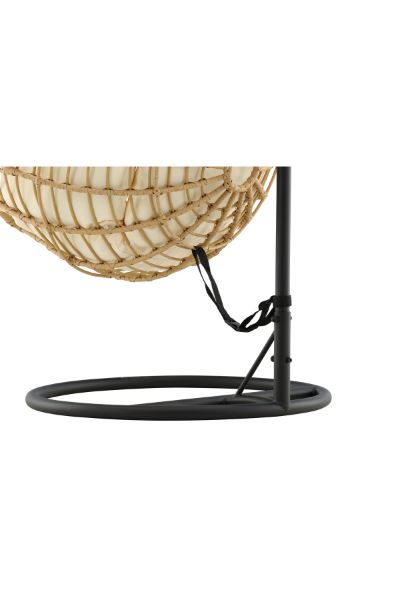 Imagine Viga - Hanging Chair Round - Black Frame / Natur Wicker / Offwhite Cushion